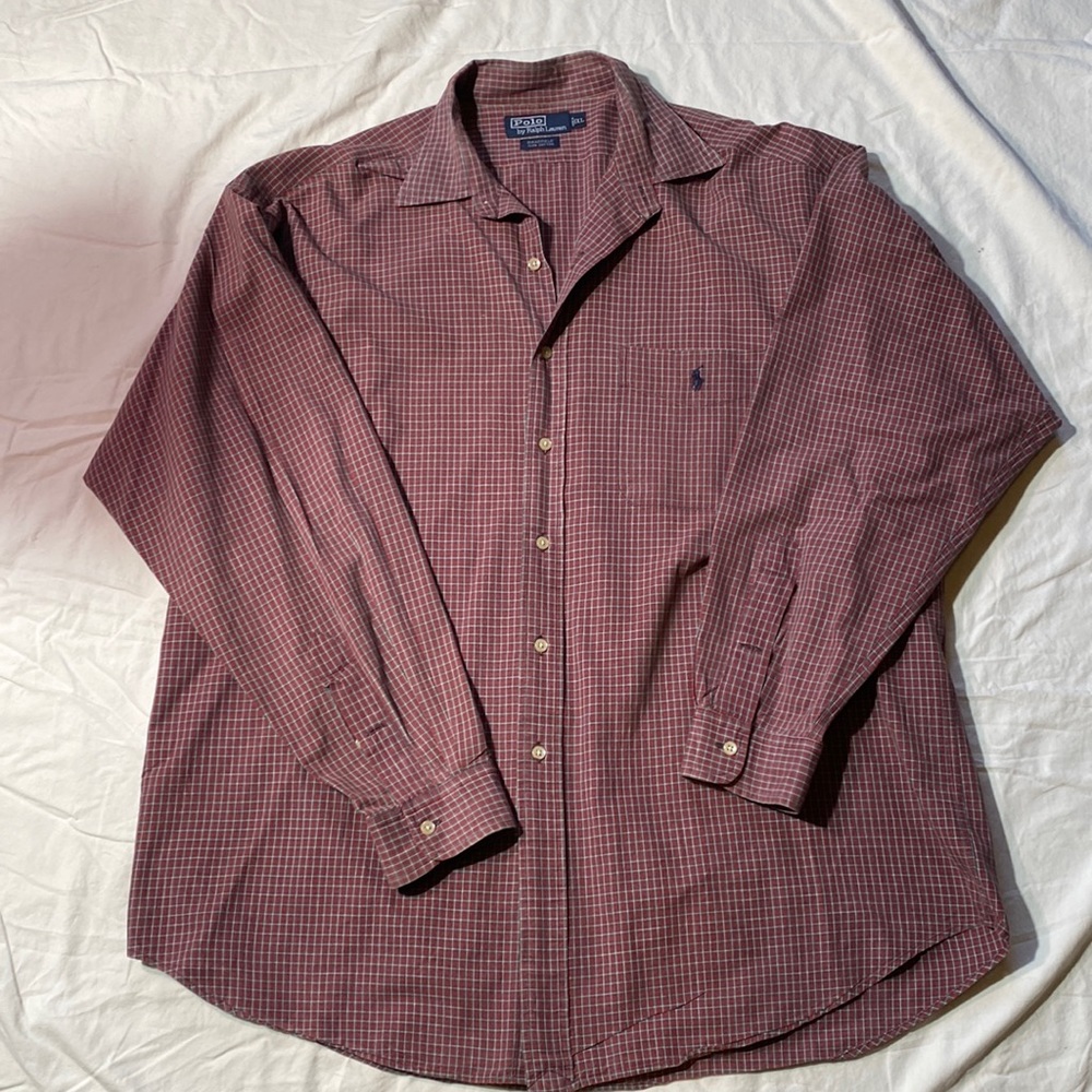 Men Ralph Lauren Polo plaid dress shirt XL